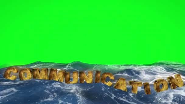 Texto de comunicação flutuando na água na tela verde
 - Filmagem, Vídeo