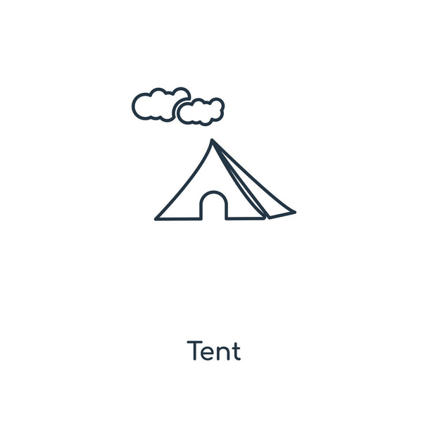 トレンディなデザイン スタイルのテントのアイコン。テントのアイコンは、白い背景で隔離。テントの web サイト、携帯、ロゴ、アプリ、ベクトル アイコン シンプルでモダンなフラット記号 Ui。テントのアイコン ベクトル図、Eps10. - ベクター画像