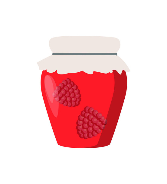 Home Cooking Raspberry Preserve Glass Illustration - Vector, Image