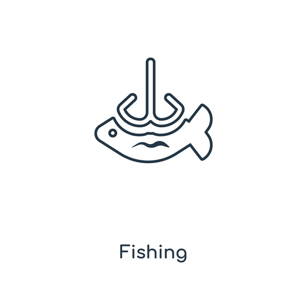 ícone de pesca no estilo de design moderno. ícone de pesca isolado no fundo branco. ícone do vetor de pesca simples e moderno símbolo plano para web site, móvel, logotipo, app, UI. ícone de pesca ilustração vetorial, EPS10
. - Vetor, Imagem