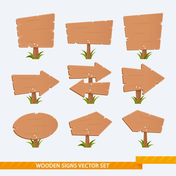 Набір дерев'яних вивісок
  - Вектор, зображення