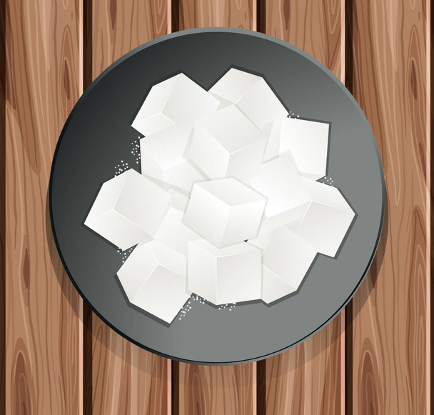 Sugar cube in the plate illustration - Vector, Image