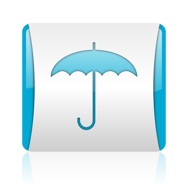umbrella blue and white square web glossy icon - Zdjęcie, obraz