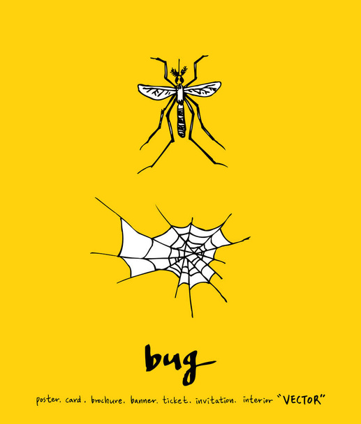 Bug sketch / Hand drawn insect illustration - vector - Vektör, Görsel