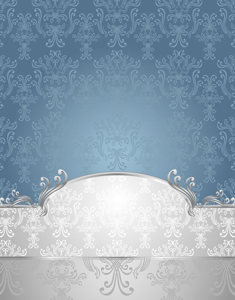 Set Seamless pattern in Victorian style Blue and Silver colors - Vector, Image