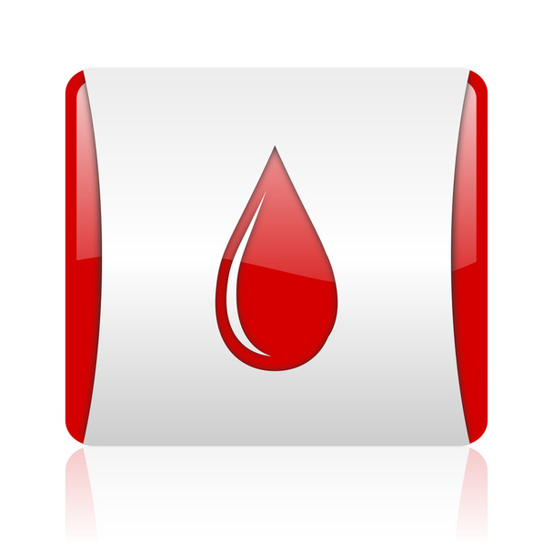 water drop red and white square web glossy icon - Zdjęcie, obraz