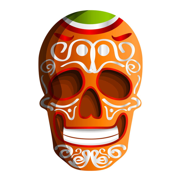 Mexican colorful skull icon, cartoon style - Vecteur, image