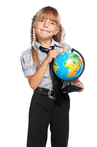 Little girl with globe - Zdjęcie, obraz