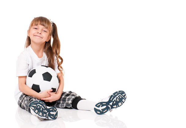 Little girl with soccer ball - Фото, зображення