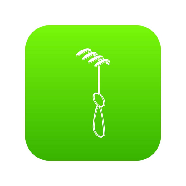 Medical sharp hook icon green vector - Vektör, Görsel