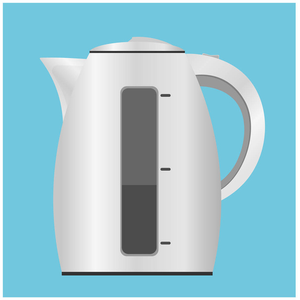 Original electric kettle. Domestic kitchen appliances and supplies. Vector illustration isolated on blue background. - Vector, Image