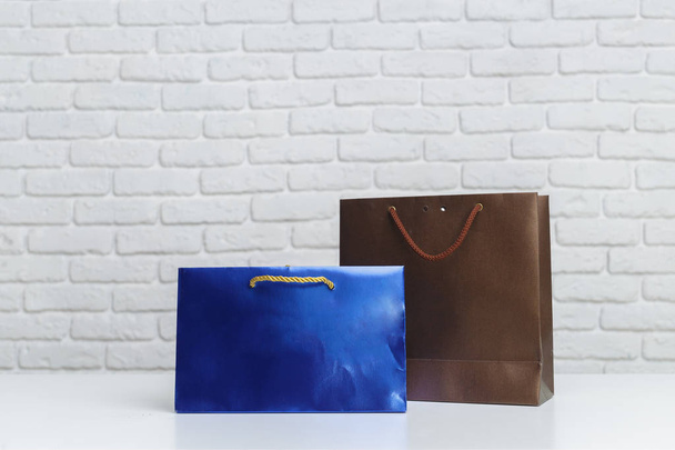 close up of Shopping bags on table - Valokuva, kuva