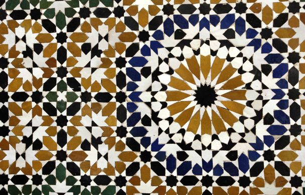 Maroko, detail mozaiky starého paláce v Marrákeši - Fotografie, Obrázek