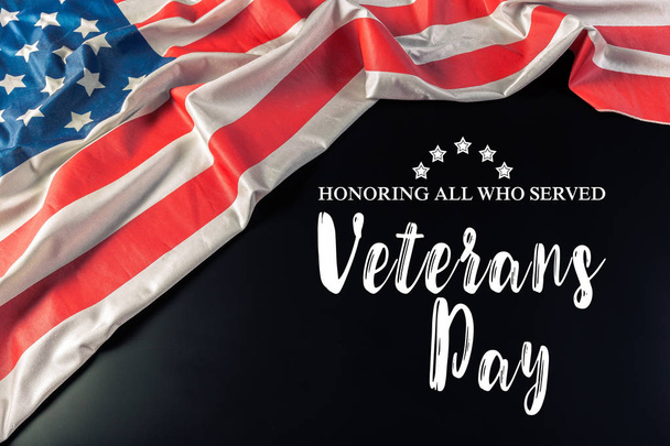 composite of veterans day with american flag, holiday concept  - Foto, afbeelding