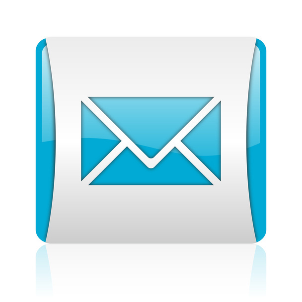 mail blue and white square web glossy icon - Фото, зображення