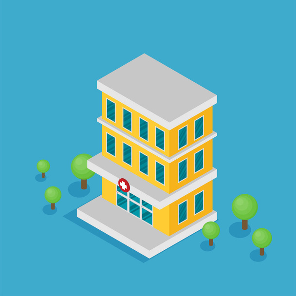 minimalistic vector illustration of hospital building - Vector, Image