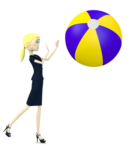 3D візуалізація персонажа мультфільму з пляжним м'ячем
 - Фото, зображення