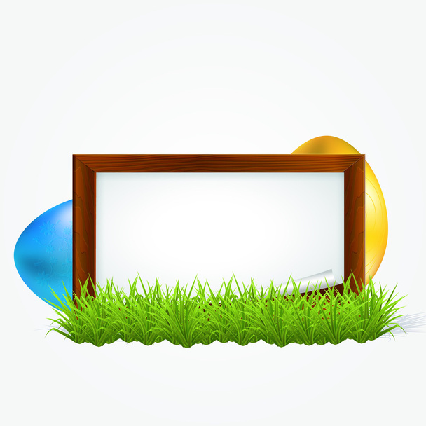 Painted Easter eggs lying in the grass. Vector illustration - Vector, Image