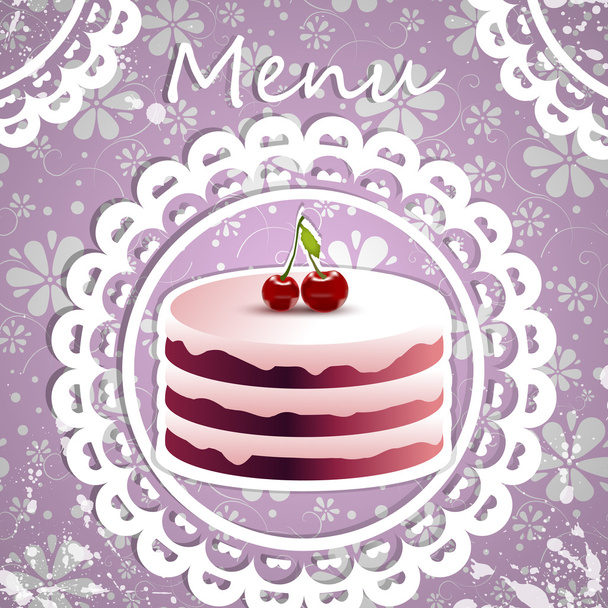 Yummy Cherry Cake. Vector - Vector, Image