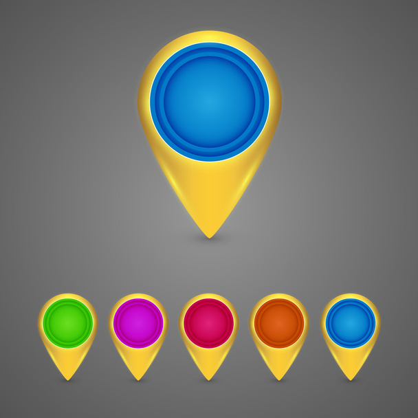 Set of round blue map pointers. Vector illustration - Vector, Image