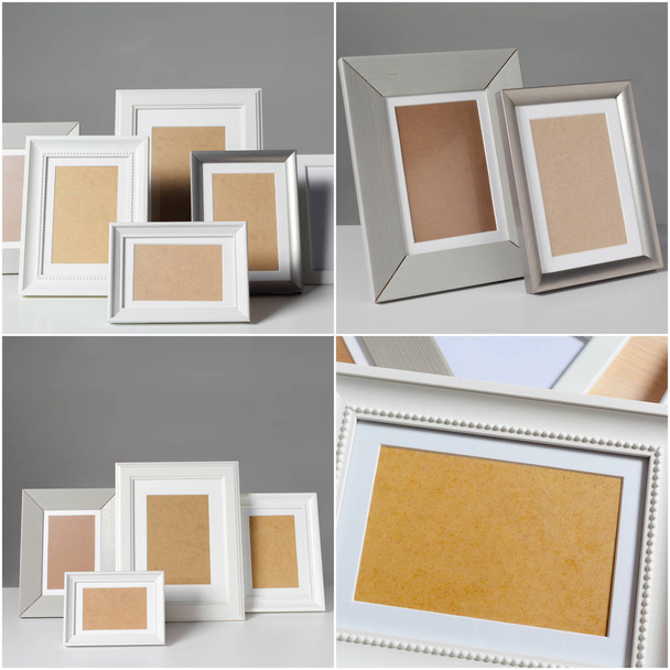 collage of blank white photo frames - Foto, Imagem