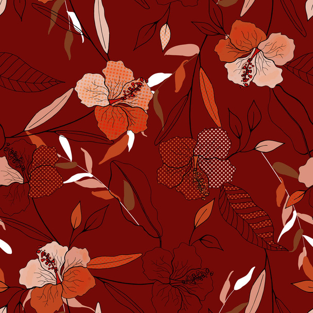 Botanical motifs. Isolated seamless flower pattern. Vintage background. Wallpaper.  Hand drawn. Vector illustration. - ベクター画像