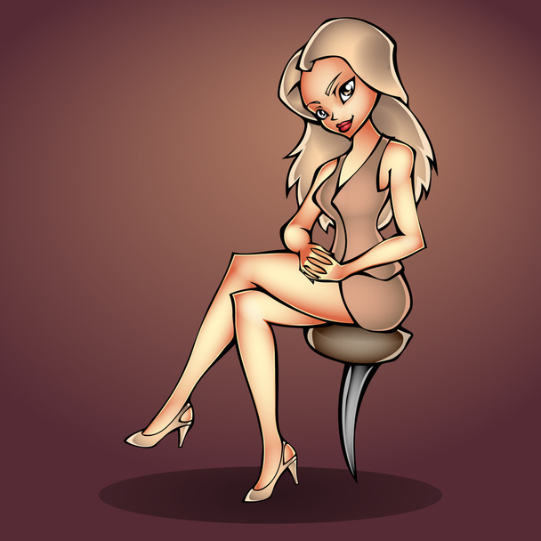 Vector sexy girl sitting on chair - Vecteur, image