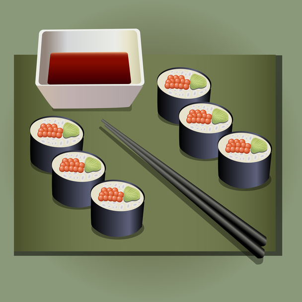 Japanese food roll set. Vector illustration - Vector, Image