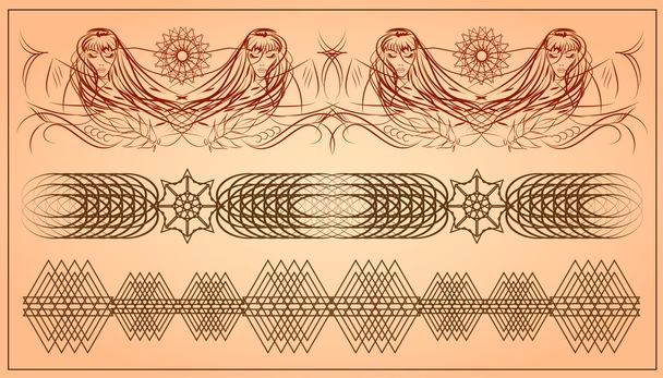 Дівчина з довгим волоссям. абстрактні векторні візерунки, Векторні ілюстрації
   - Вектор, зображення