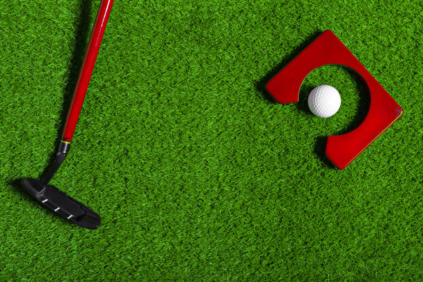 Golf ball and Golf Club on Grass - Фото, зображення