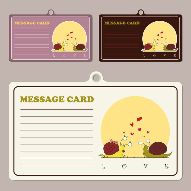 Set of vector message cards with cartoon snail character - ベクター画像