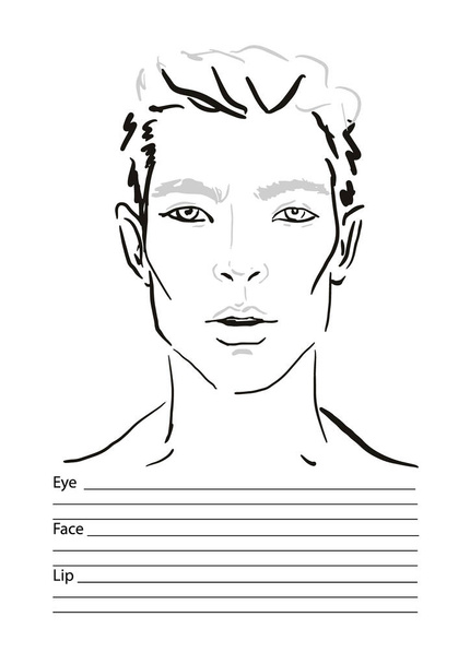 Man Face chart Maquiagem Artista em branco. Modelo. Ilustração vetorial
. - Vetor, Imagem