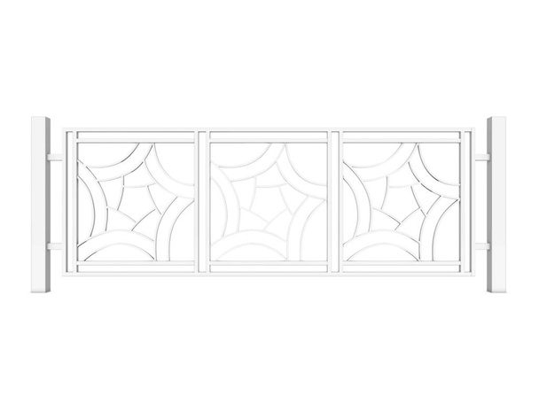 Diseño barandilla de metal blanco renderizar modelo 3d en el fondo blanco
 - Foto, Imagen