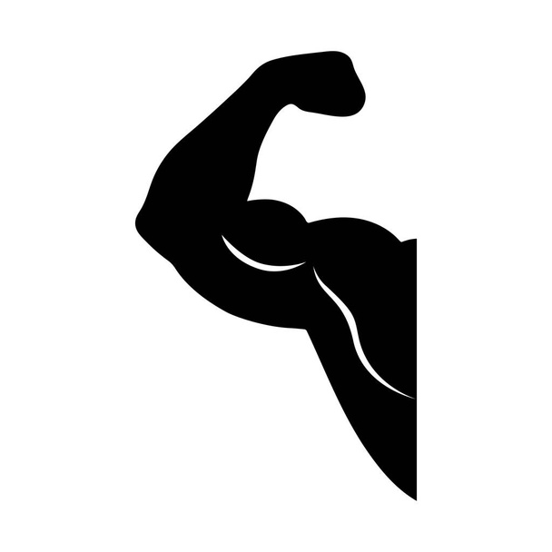 Firma bíceps en la mano. Icono biceps negro aislado sobre fondo blanco. Símbolo en diseño plano. Logo. Ilustración vectorial
 - Vector, imagen