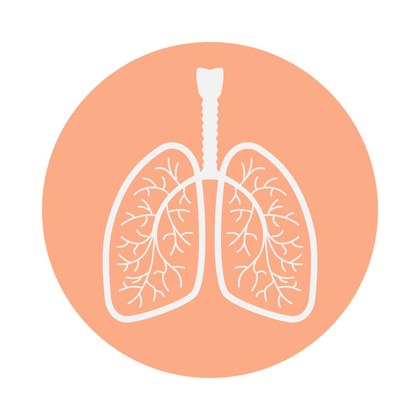 Zeichen menschlicher Lungen. Symbol Lungen in Rosenkreis isoliert auf weißem Hintergrund. Vektorillustration  - Vektor, Bild