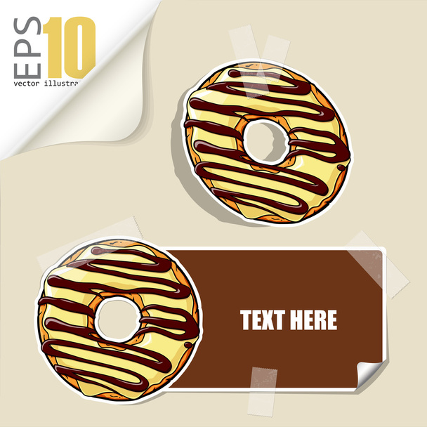 Set of vector message cards with cartoon donuts. - Vector, Imagen