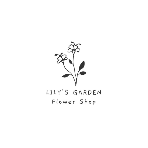 Vector hand drawn floral logo template in minimal style. - Vector, Image