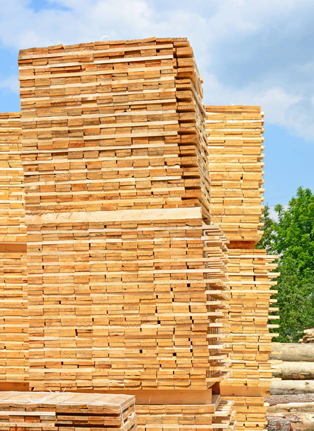 stack of wood planks in the warehouse - Fotó, kép