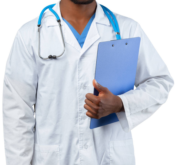 doctor with flip chart isolated on white - Zdjęcie, obraz