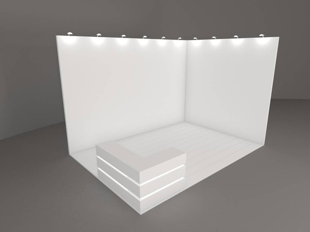 Banca de exposição comercial, Exposição redonda, visualização de renderização 3D de equipamentos de exposição - Foto, Imagem