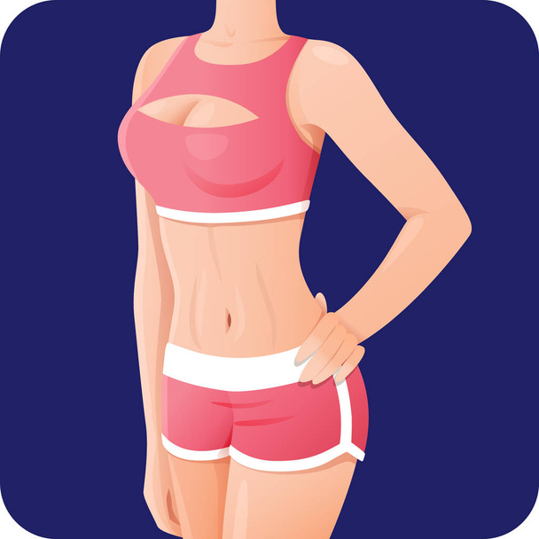 Slender sporty woman, fitness girl in sportswear icon - Vector, Image