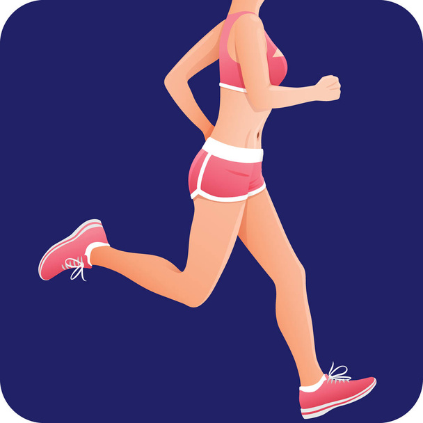 Fitness tyttö, urheilija, naaras juoksija käynnissä kuvake
 - Vektori, kuva