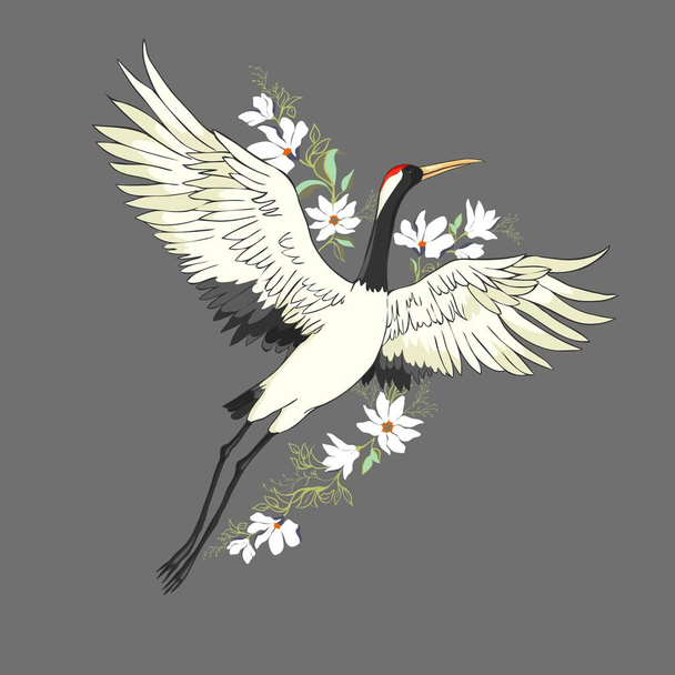 Vector, illustrations, bird crane. White stork . isolated object - Wektor, obraz