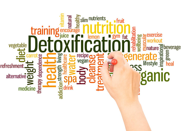 Detoxification word cloud hand writing concept on white background. - Photo, Image