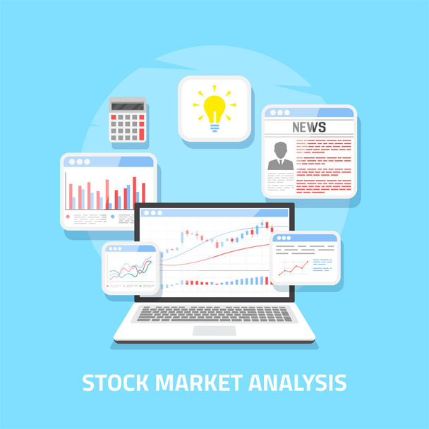 akciovém trhu analýza - Vektor, obrázek