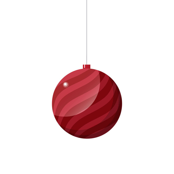 red Christmas tree toy ball decoration - vector illustration - Vector, Imagen