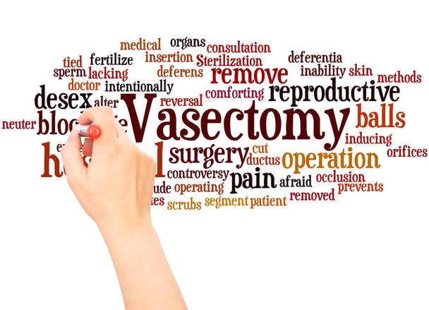 Vasectomy word cloud hand writing concept on white background. - Photo, Image
