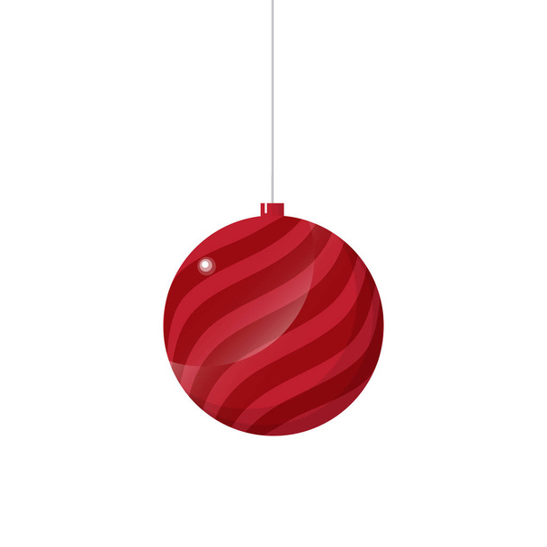 red Christmas tree toy ball decoration - vector illustration - Vecteur, image
