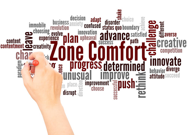 Zone Comfort word cloud hand writing concept on white background. - Photo, Image