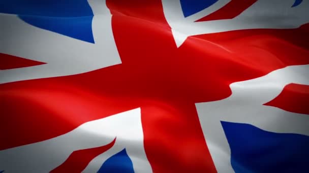 Britannian Unionin Jack Flag video vilkuttaa tuulessa. Yhdistyneen kuningaskunnan lipun realistinen tausta. Yhdistyneen kuningaskunnan lippu Looping lähikuva 1080p Full HD 1920X1080 kuvamateriaalia. Yhdistynyt kuningaskunta EU-maiden liput videomateriaali elokuva, uutiset - Materiaali, video